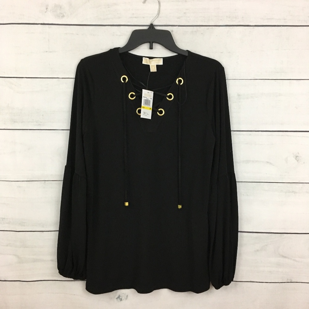 Michael Kors Black Lace up Top